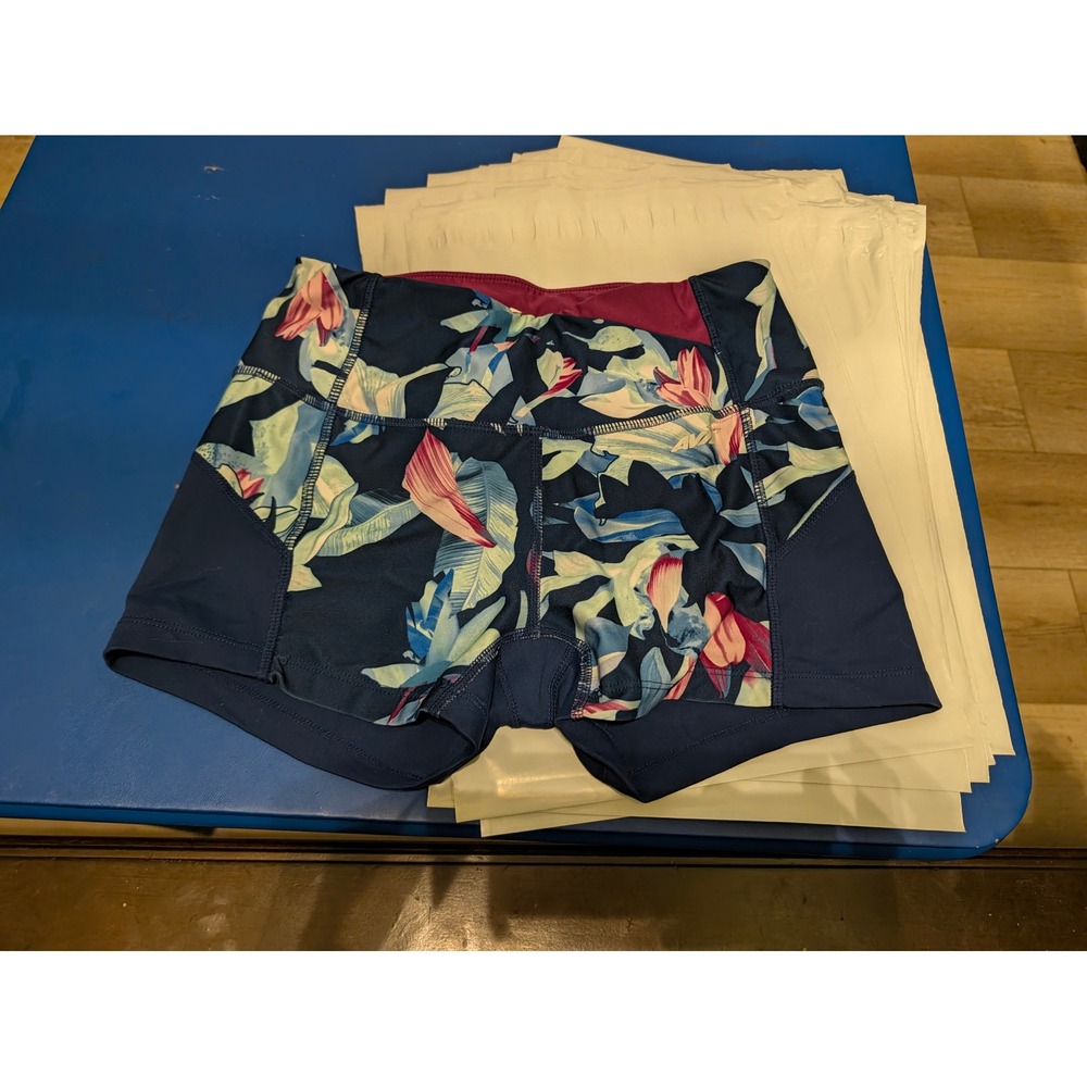 Avia Womens Tropical Floral Athletic Shorts Navy Blue XS AVL28225